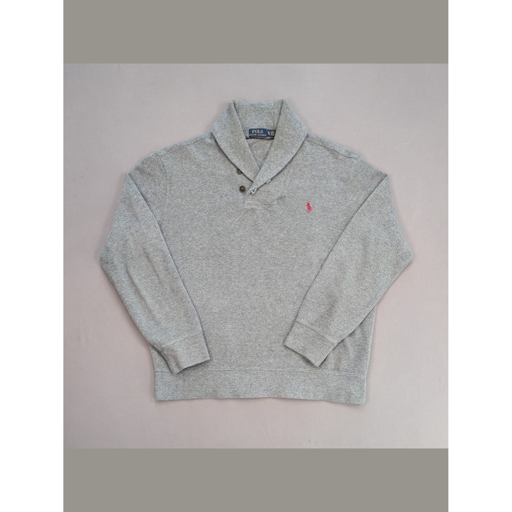 Polo Ralph Lauren Gray Shawl Collar Sweater XL Pony Logo